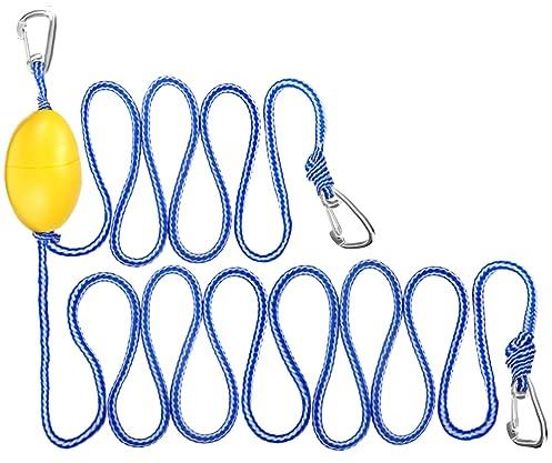Double Float Tow Rope (6ft &12ft), Heavy-Duty Water Rope for Kayak Tow Line, Boat Anchor, Tubing & Water Activities | Stainless Steel Quick Connector Clip