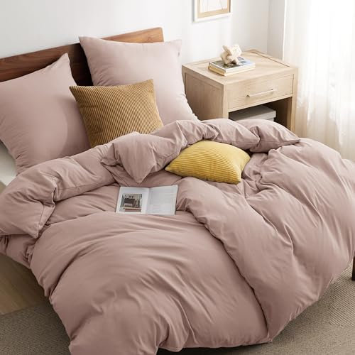 BEDSURE Ropa de cama de 135 x 200 cm, 4 piezas, rosa, 2 fundas nórdicas de 135 x 200 cm, 2 fundas de almohada de 80 x 80 cm, certificado Öko-Tex, juego de ropa de cama Adobe rosa de microfibra de