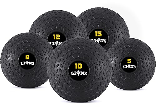 Lions Slam Ball - Heavy Duty Weights Medicine Ball Rubber Power Strength Training, Fitness Home Gym Exercise 5kg 8kg10kg 12kg 15kg (12kg, Tyere-Black)
