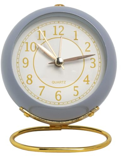 iSpchen Sveglia senza ticchettio, analogica con luce, stile retrò, per dormire, batteria da viaggio, stile retrò, piccolo orologio da scrivania per cameretta dei bambini, viola