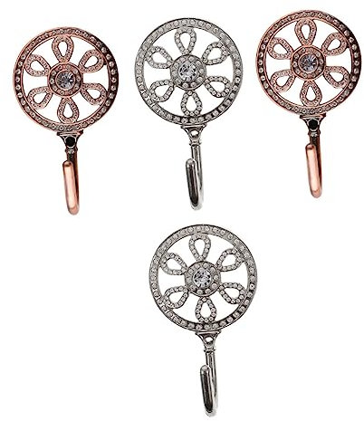 Zerodeko 4 Stück Blumenhaken Wohnakzente Dekor Metallständer Beige Wohnkultur Vorhanghaltehaken Goldener Kleiderständer Goldrand Goldene Accessoires Golddekor Kleiderbügel Kristall Haushalt
