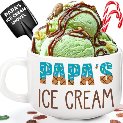 BackURyear Papa Grandpa Birthday Gift from Grandkids, Papa's Ice Cream Bowl