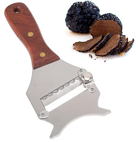 Truffle Grater,Truffle Shaver Stainless Steel Chocolate Cheese Shaver Grater Curler with Adjust Smoother Blade with Wood Handle