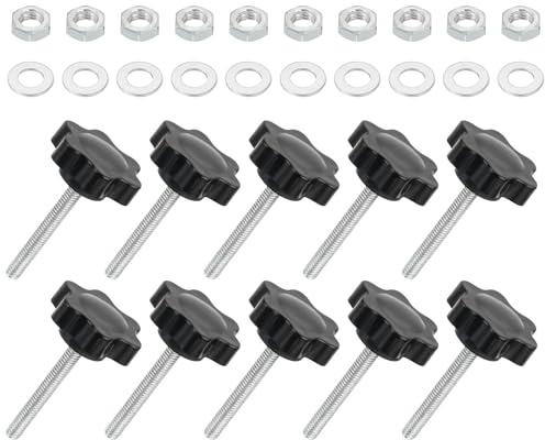 QUARKZMAN 20 Stück M4 x 30mm Sterngriffschraube, Kunststoff Sternkopfschraube Klemmknopf Griff Rändelschraube mit Unterlegscheibe und Mutter für den Ersatz von Schirmständern und Maschinen