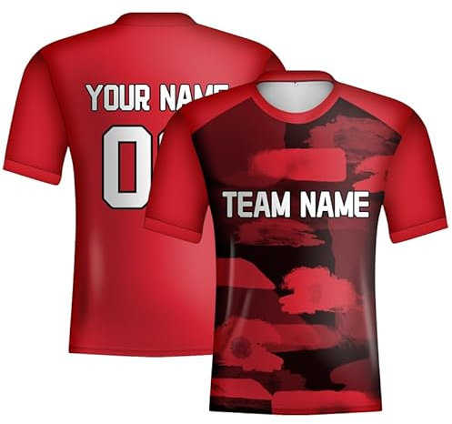Maglietta da calcio personalizzata da uomo, maglietta in jersey della Coppa Europea Italia, personalizzabile con nome della squadra, Rosso, XXL