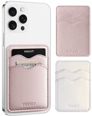 VULKIT 2Pcs Card Holder for Phone Slim Crad Wallet Credit Card Holders RFID Blocking Stick On Phone Case Leather Adhesive Card Holders Back of Smartphone