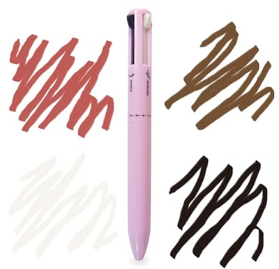 AORHOFJ 4-in-1 Penna di trucco, eyeliner, Brow Liner, Lip Liner e Highlighter Pen, impermeabile All in One per Occhio, di lunga durata 4 colori Multi-funzione Makeup Matita di bellezza (Pink)