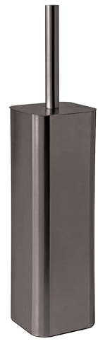 Gedy Tonga Escobillero Baño Suelo 8,3x8,3x38cm Acero INOX y Cromall Cerdas Nylon Gun Metal PVD, Escobilla WC Moderna