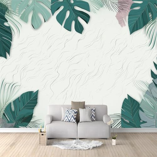 3D Papier Peint Feuille De Monstera En Feuille De Palmier 350x256 cm Papier Peint Panoramique Mural Affiche Géante Décoration Pour Salon Chambre Chambre D'Enfant Décoration Murale