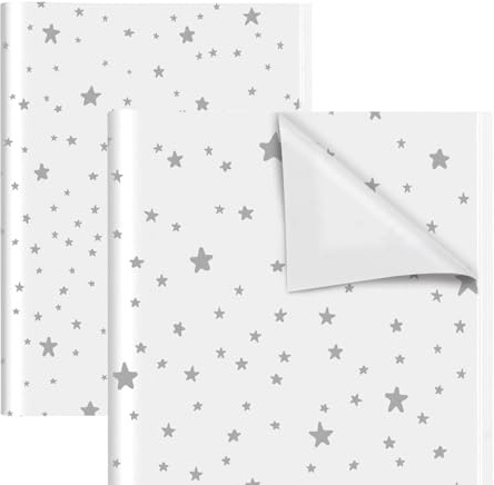 QRTDXP Seidenpapier mit silbernen Sternen, 76 x 100 Stück, Weihnachtsgeschenke, Geschenkpapier, weiße Seidenblätter für Weihnachten, Geburtstag, Hochzeit, Party, Geschenk