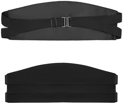 BRERA 67 verstellbare Kummerbund Smoking Herren aus Seidensatin schwarz, Kummerbund Anzug, Accessoires Herren in Italien hergestellt
