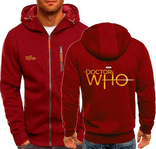 MODRYER Men's Zip Up Hoodies For Doctor Who Pullover Hooded Sweatshirt Casual Long Sleeve Jacket Lightweight Warm Running Coat With Pockets