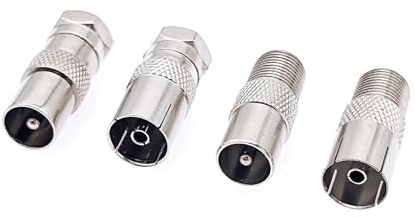 JZK 4 x Antennenadapter-Kupplungen, F-Typ Stecker/Buchse auf PAL Stecker/Buchse TV-Koaxial-Adapter-Set für Satellitenempfänger, Antenne, Antennenkabel, Router, Modem, Audio-/Videogeräte