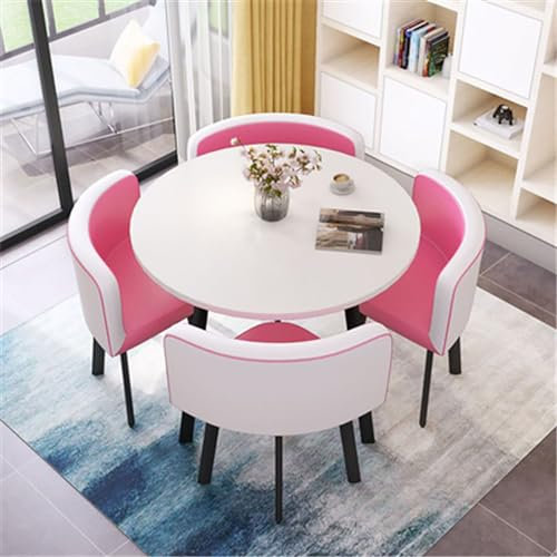 Rundes Konferenztisch-Set, 5-teilig, mit 1 runden Tisch und 4 Stühlen, perfekt für Küche, Frühstück, Bar, Esszimmer, 80 x 75 cm