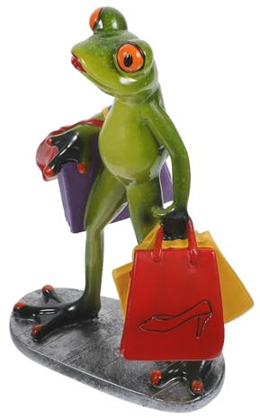Milisten Dekorativer Frosch Aus Harz Tischdeko Tierfigur Grün 10,5x8x19cm Wohnzimmer Schlafzimmer Büro Geschenk