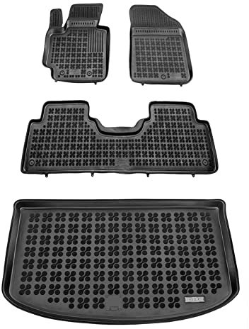 SMK Satz Gummifußmatten und Kofferraummatten für Kia Soul II 2013-2018 Verbessern Sie Ihren Reisekomfort mit Antirutschmatte Auto - Allwetter fußmatten Auto, Schutz vor Verschmutzung