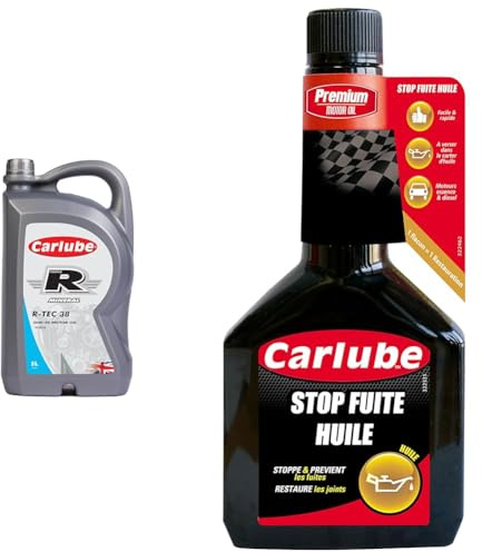Bundle of CarLube Triple R 20W-50 SB/CB huile minérale R-TEC 38, 5 L + Carlube Stop Fuite Huile 300 ML