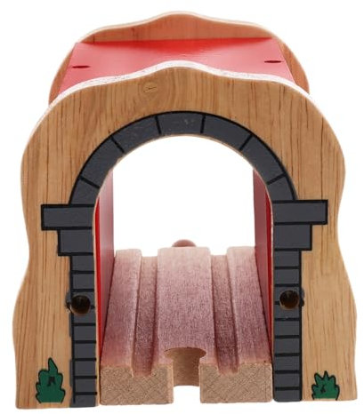 HANABASS Holzeisenbahn Schienenerweiterung Kinder Robuster Holzeisenbahntunnel Zubehör Rote Holzspielzeug Gleise Spielset Für Zuhause Und Kindergarten