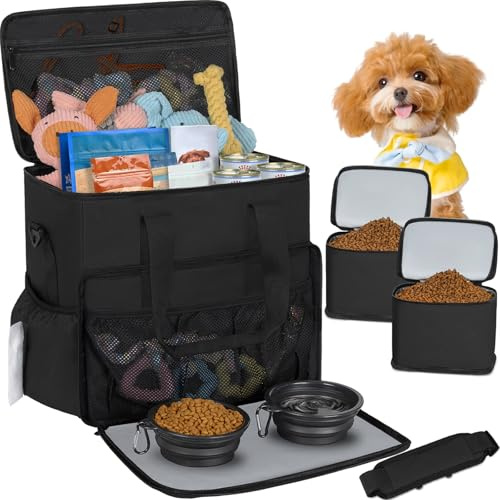 Bolsa para perros de 25 l para el hombro, de comida para perros, negro