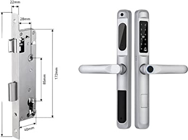 Smart Door Lock Tuya App Waterproof Smart Door Lock Aluminum Biometric Lock Fingerprint Door Handle Digital Keyless Lock For Glass Sliding Door Home Office Apartment(A6 TYS 2885)