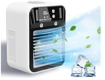 Portable Air Conditioner, Rechargeable Mini Air Conditioner Evaporative Air Cooler With 2 Speeds, Unit 2 Cool Air Spray, Digital Display Car AC Fan, Portable AC for Car Bedroom Office Camping