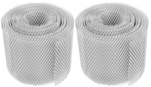 KONTONTY 2 Rotoli Rotolo Rete per Grondaia in Alluminio 5 X 20 Piedi, Copertura Protettiva Antidebris per Grondaie e Pluviali, Protezione in Metallo Resistente alle Intemperie per Casa e
