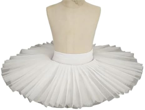 Professioneller Ballett-Tutu, Weißer Schwanensee, Ballett-Tanzkostüm, Damen, Halbplatte, Pfannkuchen-Tutu, Ballett-Tanzrock for Erwachsene und Kinder für Tanz(Adult M)