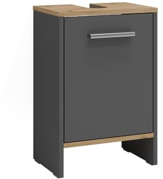 Vicco Mueble bajo Lavabo Karli, Antracita/Roble Dorado, 38.2 x 57 cm con la Puerta, Apto para sifones estándar y de fácil instalación