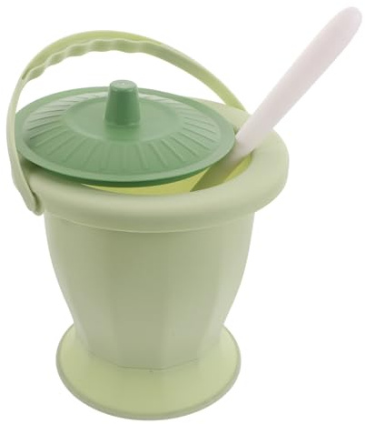 INOOMP Pot de Chambre Portable 1 Pièce avec Couvercle Vert Anti-débordement et Brosse de Nettoyage, Seau à Urine Étanche en Plastique avec Base Antidérapante, Urinoir pour Personnes