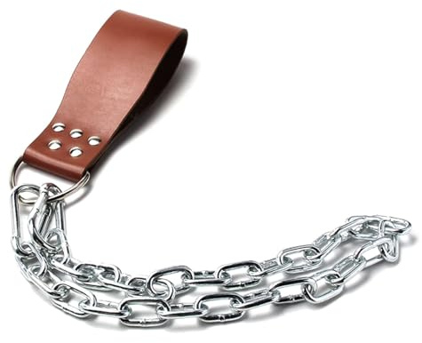 Hangsu Gewichthebergürtel aus PU-Leder mit Kette, Hantel-Ladergurt, beschwerter Hantelscheibengurt für Workout, Herren, Taillen-Dip-Aufsätze