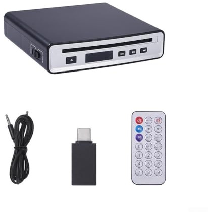 AugustknowU Slot Loading External CD Player For Cars | Integrated USB Output, AUX Input, FM Transmitter Circuit