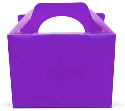 Lotus 30 x Children/Kids Plain Coloured Party Boxes Carry Food Meal Fun Picnic Birthday Wedding Favour/Baby Shower Party Halloween Trick or Treat Box Loot Bag (Purple)