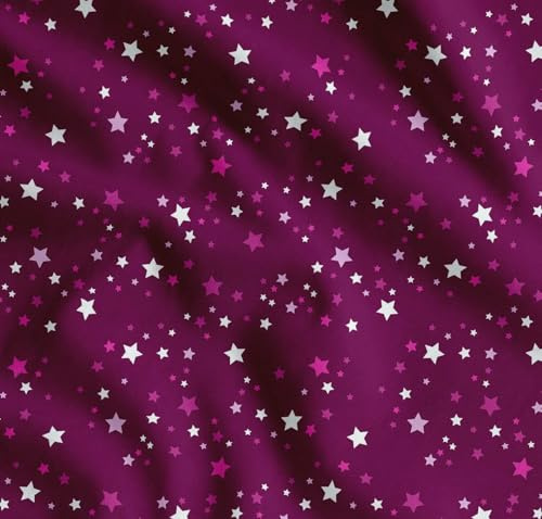 Soimoi Rosa Baumwoll-Popeline Stoff Sterne Star Stoff Drucke Meter 42 Zoll breit
