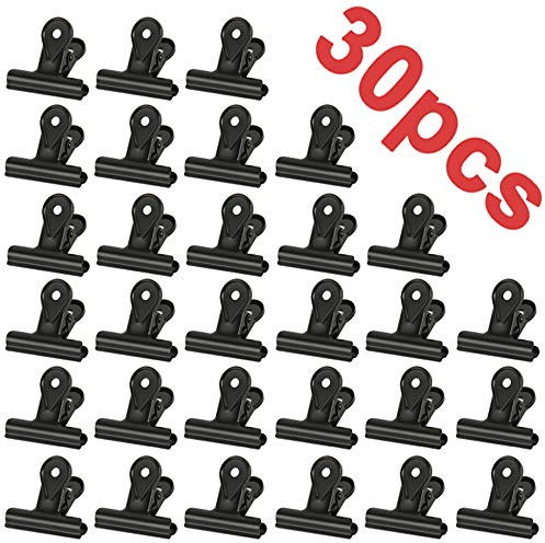 30PCS Kleine Bulldogge Büroklammern,Multi-function clip for klammern für fotos, office and kitchen (Schwarz，20mm)