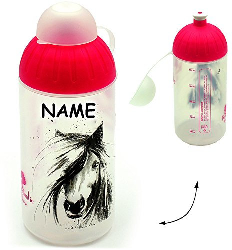 alles-meine.de GmbH Trinkflasche/Sportflasche - auslaufsicher - Pferd - pink - incl. Name - Kohlensäure geeignet - BPA frei - Flasche 550 ml - leicht transparent - aus Kuns..