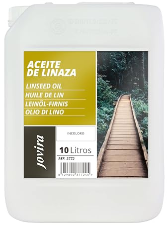 JOVIRA PINTURAS Huile de Lin 10 L (100% PURE NATURELLE) Protection, nutrition et entretien du bois. (10 Litres)