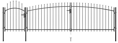 vidaXL Gartentor mit Speerspitzen Einfahrtstor Metalltor Hoftor Gartenpforte Gartentür Zauntor Gartenzaun Tor Tür Pforte 5x1,75m Schwarz Stahl