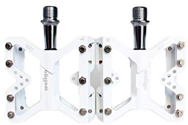 RONGJJ Fahrradpedale, Universal Mountain Bicycle Sealed Bearing Aluminiumlegierung Flachpedale 9/16, White