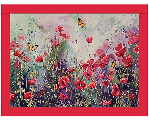 iStyle Knietablett aus Kunstleder mit Mohnblumenfeld