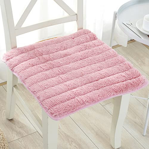 ILMF Quadratisches Sitzkissen, rutschfest, Weich, Plush Stuhlkissen, Waschbare, Langlebig, Atmungsaktive, Sitzpolster Stuhlauflage für Küche, Esszimmer, Büro (Pink 45x45cm(18x18in))