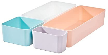 iDesign Schubladentrenner, umsetzbare Sortierboxen für eine individuelle Ordnung by Rosanna Pansino, Ablagesystem aus recyceltem Kunststoff im 4-er Set, mehrfarbig