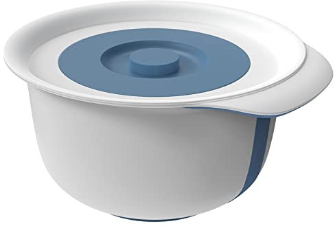 Rotho Fresh - Juego de 2 cuencos de 1,2 l + 4 l con tapa, plástico apto para alimentos, sin BPA, color blanco/azul, 1,2 l + 4 l (28,8 x 26 x 14,2 cm)