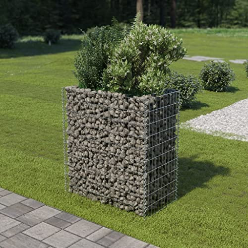Mogou Gabionen-Hochbeet, Pflanzkübel, Kräuterbeet, Hochbeete-kit, Pflanztrog, Vertikalbeet, Pflanzgefäße, Pflanzencontainer, Verzinkter Stahl 90×50×100 cm