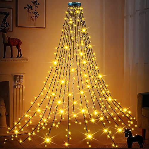 KICLBD Ghirlanda di luci per albero di Natale, 400 LED, anello luminoso, 1,75 m, altezza 16 ghirlande luminose decorative, 8 modalità per feste, matrimoni, compleanni