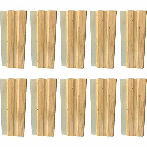 3 Ace Crafts 10 Screen Printing Rubber Squeegee, Smooth Rubber Blade, Rubber Ink Scraper with Wooden Handle, Leveling, Cleaning, Pushing Ink Through a Mesh Screen, Discharge Ink, Size 21.5cm
