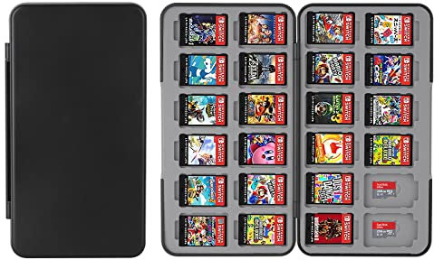 Vicloon Game Card Case Switch for Nintendo Switch, Game Card Holder Game Storage with 24 Cartridge Slots, Switch Game Holder case for Switch Game Card & SD Card Storage for Travel Carrying Case（Black）
