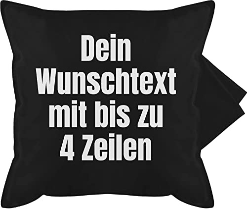 Kissenbezug - Aufdruck selbst gestalten - Wunschtext I Eigener Text I Custom Text - 50 x 50 cm - Schwarz - kissen zum selber drucken namenskissen personalisierte datum kuschelkissen beschriften