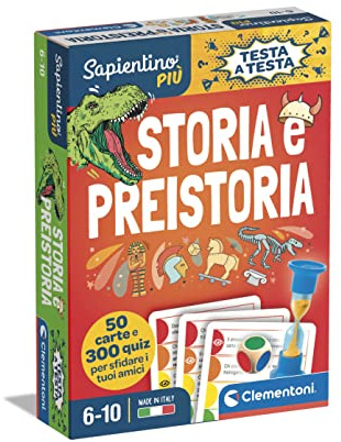 Clementoni Sapientino più - Testa a Testa Storia e Preistoria, Gioco Educativo per Bambini 6-10 Anni, 300 Quiz Divertenti su Diverse Epoche Storiche, Made in Italy, Lingua Italiana, 16442