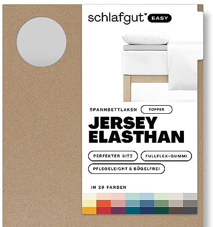 Schlafgut Easy Jersey Elasthan Topper Spannbettlaken 140x200 bis 160x220 Grey Light, Spannbetttuch aus superweicher Baumwolle mit Elasthan
