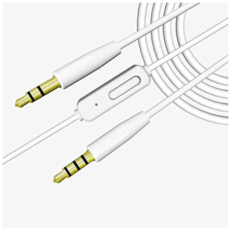 3 5mm jack audio cable 3.5mm Male to Male Aux Audio Cable Pro 3.5 Jack MIC AUX Cable With Mic for Car Stereo Earphone Audio jack cable (Color : White, Size : 1.2m)